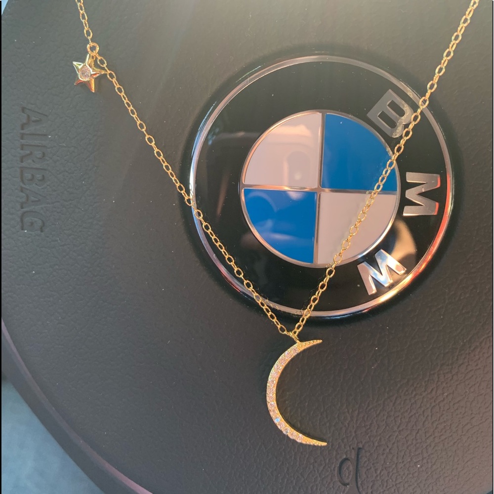 GOLD PLATED MOON AND SUN NECKLACE - Picture 5 of 8
